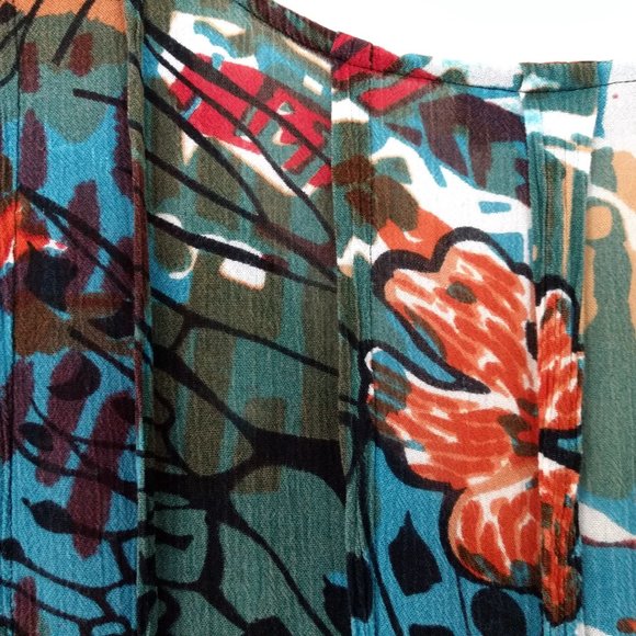 ROAMAN'S Blouse 24W Multicolor Rayon Floral Scoop Neck Button FLAW - Picture 4 of 14